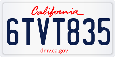 CA license plate 6TVT835