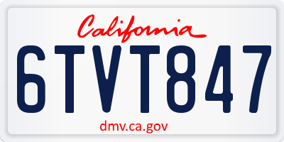 CA license plate 6TVT847