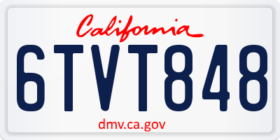CA license plate 6TVT848