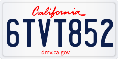 CA license plate 6TVT852