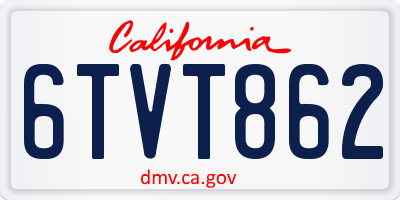 CA license plate 6TVT862