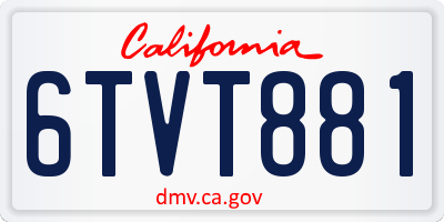 CA license plate 6TVT881