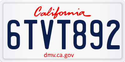 CA license plate 6TVT892