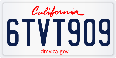 CA license plate 6TVT909