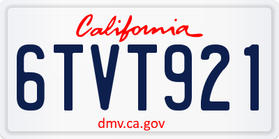 CA license plate 6TVT921