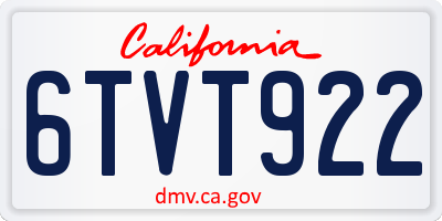 CA license plate 6TVT922