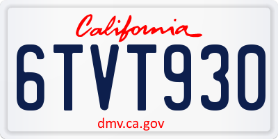 CA license plate 6TVT930