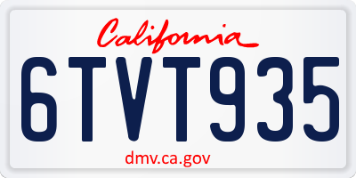 CA license plate 6TVT935