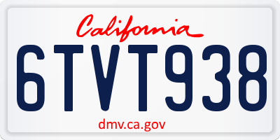 CA license plate 6TVT938