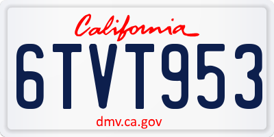CA license plate 6TVT953