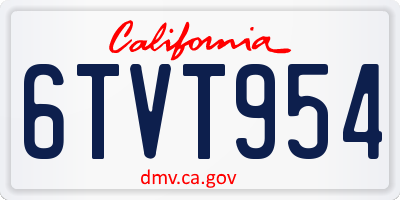 CA license plate 6TVT954