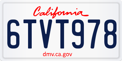 CA license plate 6TVT978