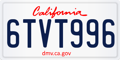 CA license plate 6TVT996