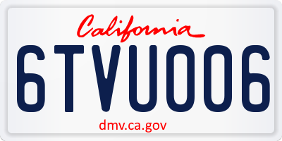 CA license plate 6TVU006