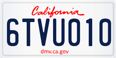 CA license plate 6TVU010