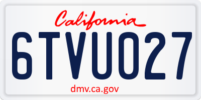 CA license plate 6TVU027