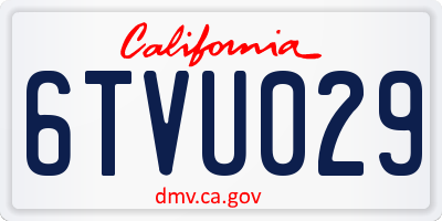 CA license plate 6TVU029