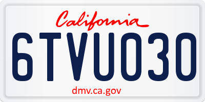 CA license plate 6TVU030