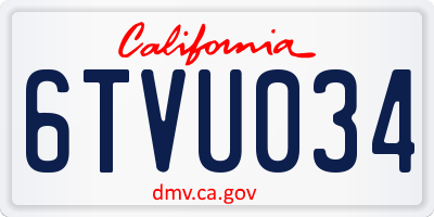 CA license plate 6TVU034