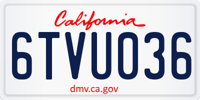 CA license plate 6TVU036