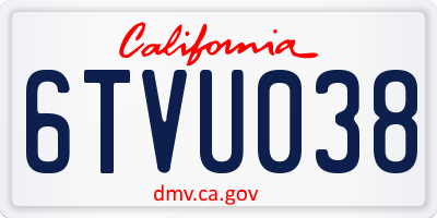 CA license plate 6TVU038
