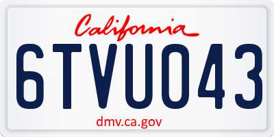 CA license plate 6TVU043