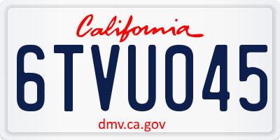 CA license plate 6TVU045