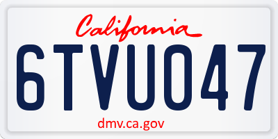 CA license plate 6TVU047