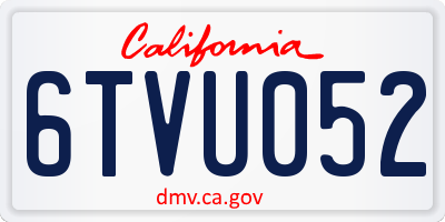CA license plate 6TVU052