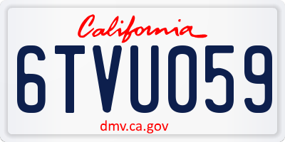 CA license plate 6TVU059