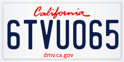 CA license plate 6TVU065