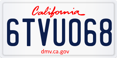 CA license plate 6TVU068