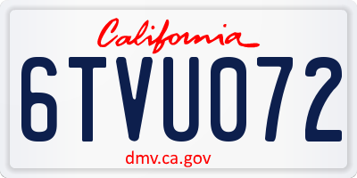 CA license plate 6TVU072