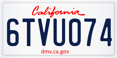 CA license plate 6TVU074