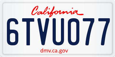 CA license plate 6TVU077