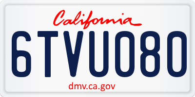 CA license plate 6TVU080