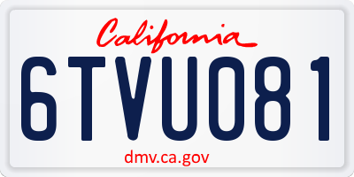 CA license plate 6TVU081