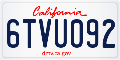 CA license plate 6TVU092