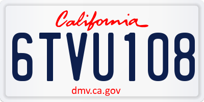 CA license plate 6TVU108