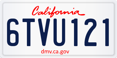 CA license plate 6TVU121