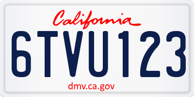 CA license plate 6TVU123