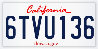 CA license plate 6TVU136