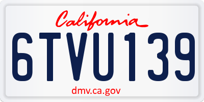 CA license plate 6TVU139