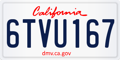 CA license plate 6TVU167