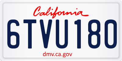 CA license plate 6TVU180