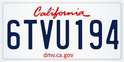 CA license plate 6TVU194