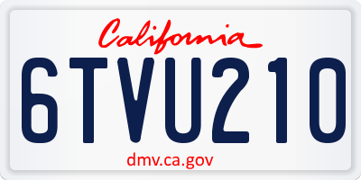 CA license plate 6TVU210