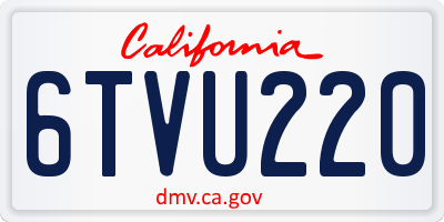 CA license plate 6TVU220