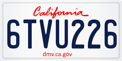 CA license plate 6TVU226