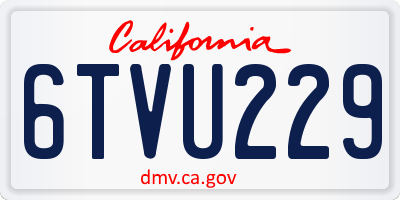 CA license plate 6TVU229